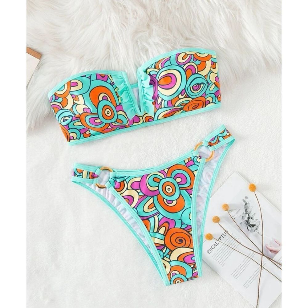 SHEIN Multicolor Abstract Bikini